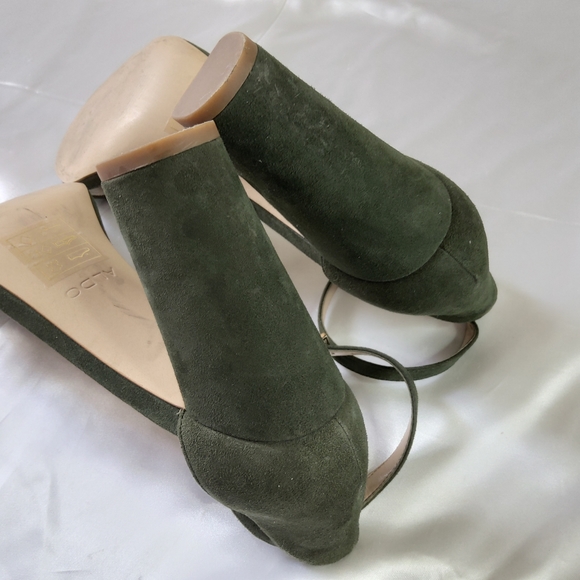 ALDO MYLY Women Block High Heel Suede Shoes Size 10 Dark Green Color Ankle Strap - Picture 8 of 12